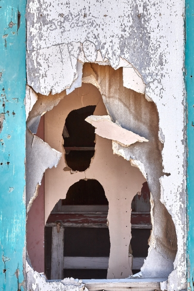 Holes Through Inside & Outside Walls Of Abandoned House, Skidoo (historical), Death Valley National Park, California