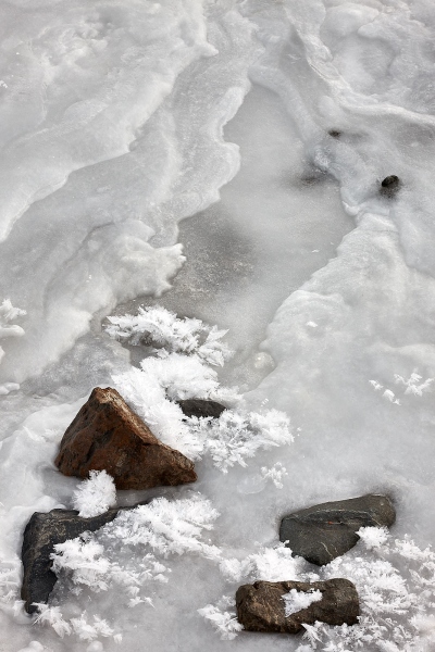 Frosted Rocks In Lake Ice, Tern Lake, Seward Hwy, Alaska