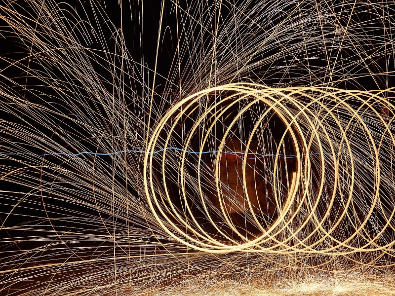 Playing With Sparks & Lights At Night, Anchorage, Alaska