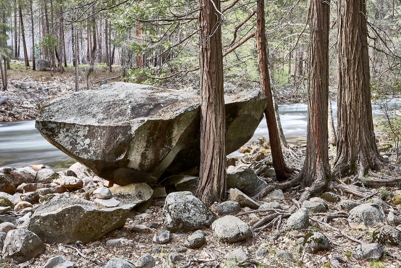 Merced River Bolder, Southside Drive, Yosemite National Park, California