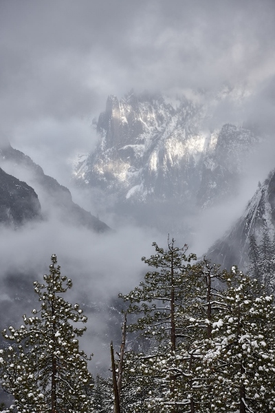 Winter Foggy Merced River Canyon, From The Rostrum, Yosemite National Park, California