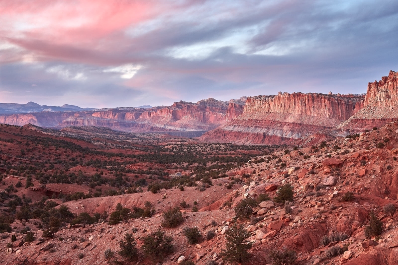Waterpocket Fold At Sunset, Slikrock Divide, Capitol Reef National Park, Utah