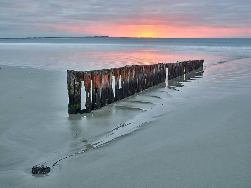 Sunrise, Timber Groynes, East Beach, Port Fairy, Victoria, Australia