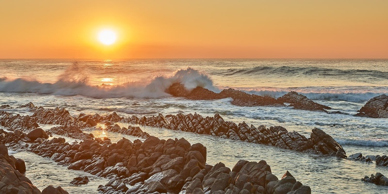 Sunrise Surf On Rocks, Pebbly Beach, Crescent Head, New South Wales, Australia